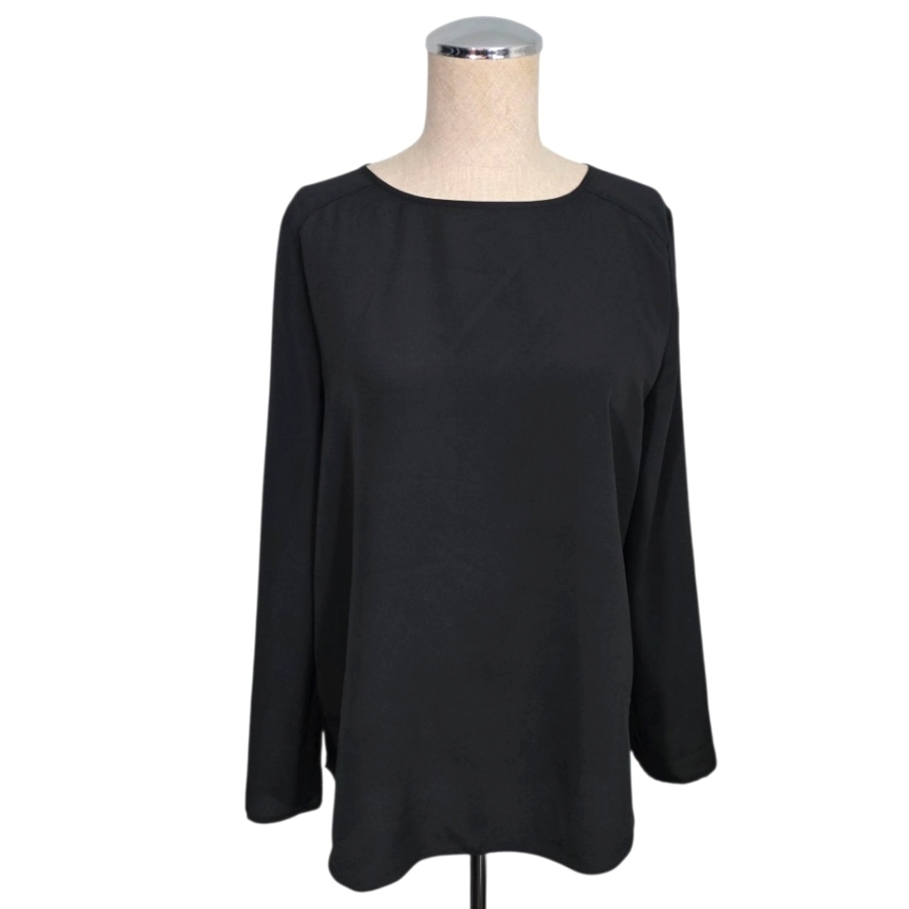 Johnston Murphy Black Boxy Relaxed Blouse